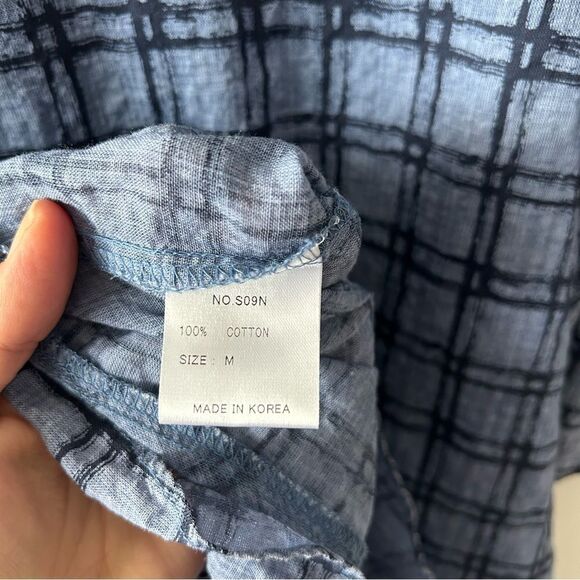 Terra Sj Apparel Women's Stand Up Collar Lagenlook 2/3 Sleeves Shirt Blue/Navy - Picture 6 of 7